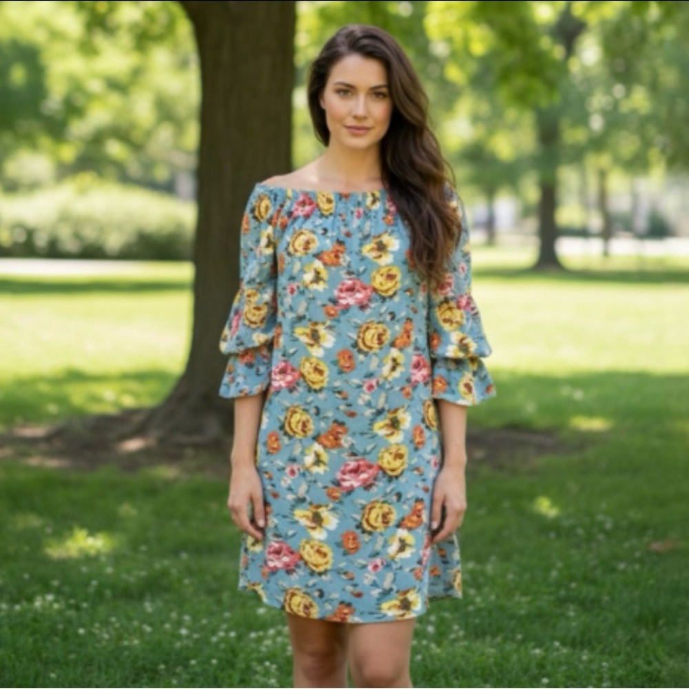 Xhilaration Off Shoulder Floral Shift Dress Size Medium